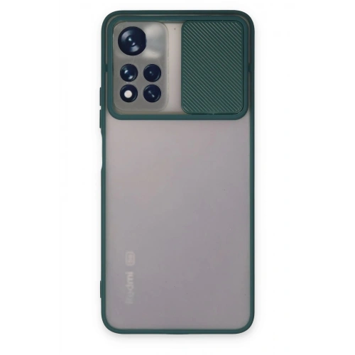 Durukar®   Redmi Note 11T Kılıf Palm Buzlu Kamera Sürgülü Silikon - Yeşil