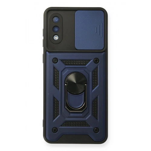 Mey İthalat®  Samsung Galaxy A02 Kılıf Pars Lens Yüzüklü Silikon - Lacivert