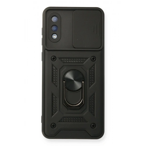 Durukar®  Samsung Galaxy A02 Kılıf Pars Lens Yüzüklü Silikon - Siyah
