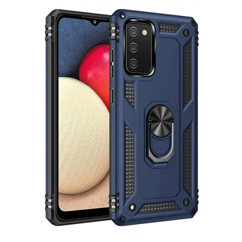 Durukar®  Samsung Galaxy A02S Kılıf Sofya Yüzüklü Silikon Kapak - Lacivert