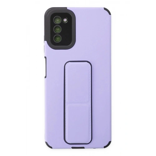 Mey İthalat®  Samsung Galaxy A03S Kılıf Mega Standlı Silikon - Lila