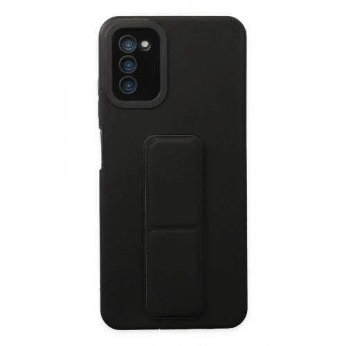 Durukar®  Samsung Galaxy A03S Kılıf Mega Standlı Silikon - Siyah