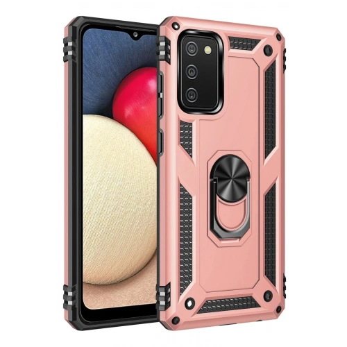 Mey İthalat®  Samsung Galaxy A03S Kılıf Sofya Yüzüklü Silikon Kapak - Rose