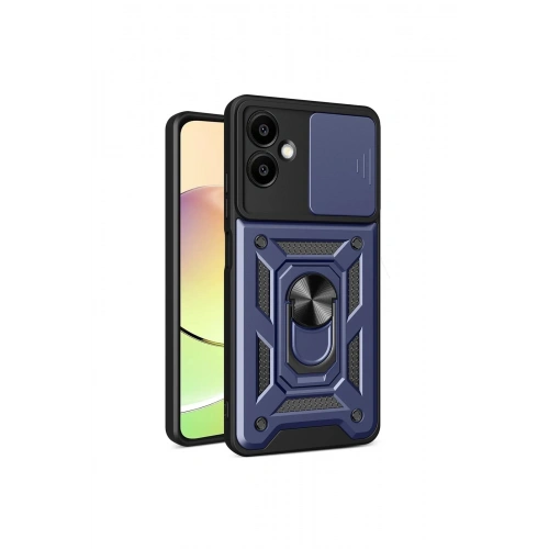 Mey İthalat®  Samsung Galaxy A06 Kılıf Pars Lens Yüzüklü Silikon - Lacivert