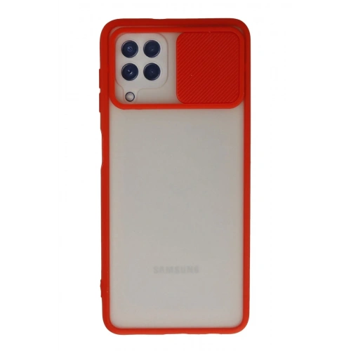 Durukar®  Samsung Galaxy A22 Kılıf Palm Buzlu Kamera Sürgülü Silikon - Kırmızı