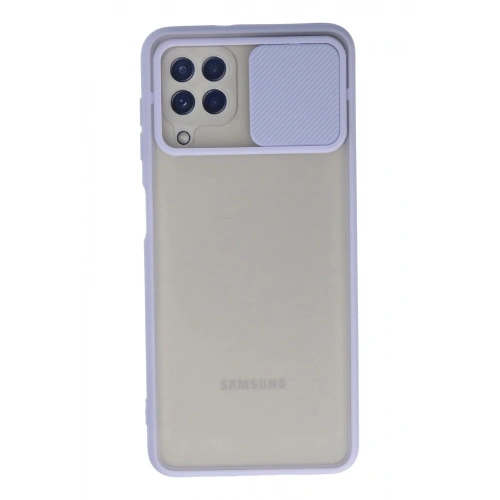 Durukar®  Samsung Galaxy A22 Kılıf Palm Buzlu Kamera Sürgülü Silikon - Lila