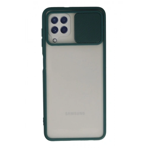 Durukar®  Samsung Galaxy A22 Kılıf Palm Buzlu Kamera Sürgülü Silikon - Yeşil