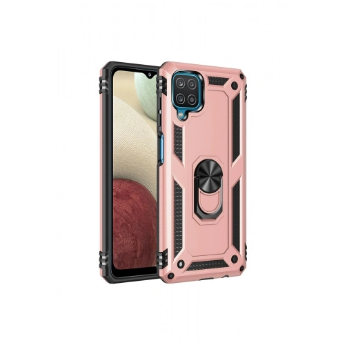 Mey İthalat®  Samsung Galaxy A22 Kılıf Sofya Yüzüklü Silikon Kapak - Rose