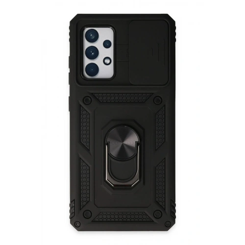 Durukar®  Samsung Galaxy A72 Kılıf Pars Lens Yüzüklü Silikon - Siyah
