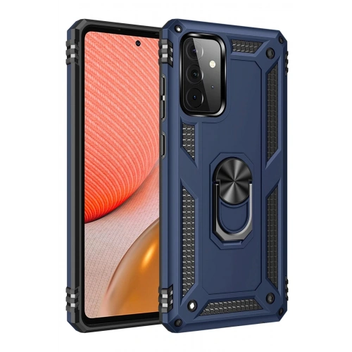 Durukar®  Samsung Galaxy A72 Kılıf Sofya Yüzüklü Silikon Kapak - Lacivert