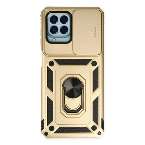 Durukar®  Samsung Galaxy M33 Kılıf Pars Lens Yüzüklü Silikon - Gold