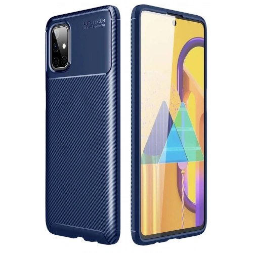 Durukar®  Samsung Galaxy M51 Kılıf Auto Focus Karbon Kapak - Lacivert