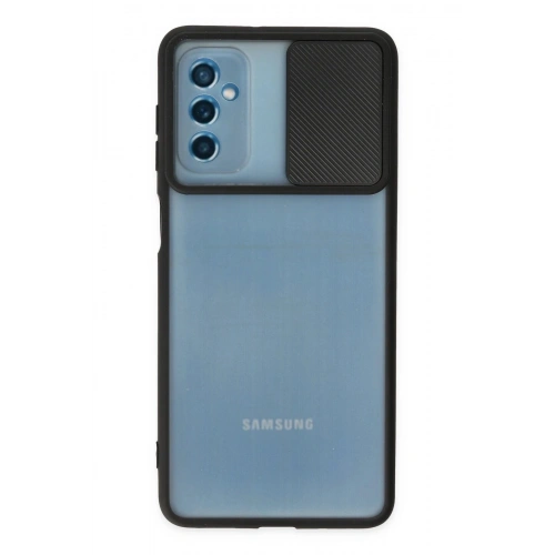 Durukar®  Samsung Galaxy M52 5G Kılıf Palm Buzlu Kamera Sürgülü Silikon - Siyah