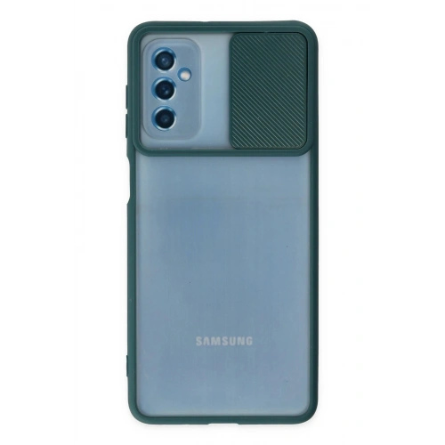 Durukar®  Samsung Galaxy M52 5G Kılıf Palm Buzlu Kamera Sürgülü Silikon - Yeşil