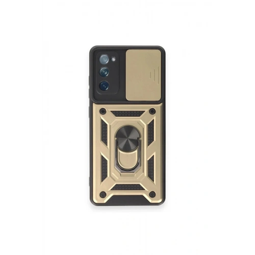 Durukar®  Samsung Galaxy S20 FE Kılıf Pars Lens Yüzüklü Silikon - Gold