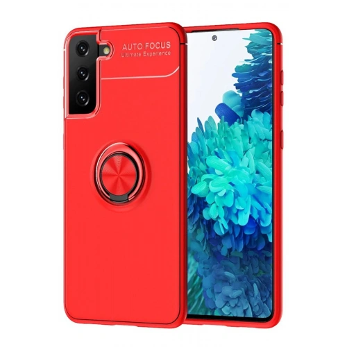 Durukar®  Samsung Galaxy S21 Plus Kılıf Range Yüzüklü Silikon - Kırmızı