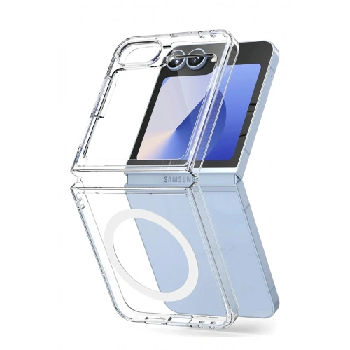 Durukar®  Samsung Galaxy Z Flip 6 Kılıf Magneticsafe Şeffaf Silikon - Şeffaf