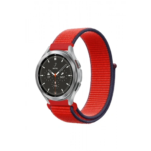 Durukar®  Watch 22mm Hasırlı Cırtcırtlı Kordon - Kırmızı