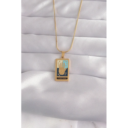 Mineli El Figür Tarot Kolye Gold Renk Karışık