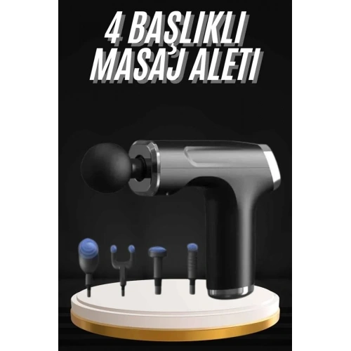 Mini Masaj Tabancası 4 Başlıklı Şarjlı Masaj Aleti