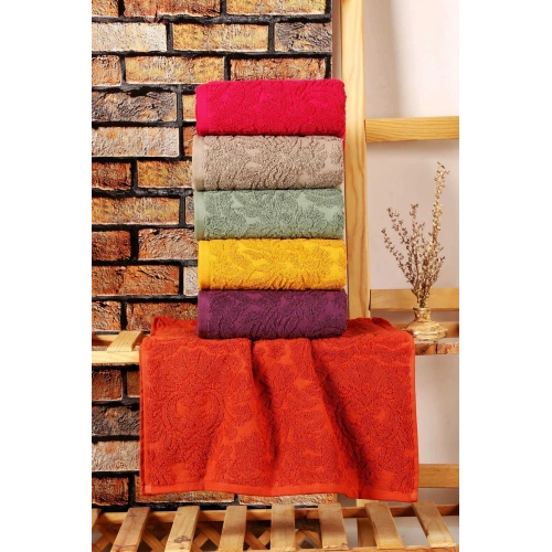 Mira Home 6 lı El Yüz  Jakarlı Havlu Seti Doku Desen