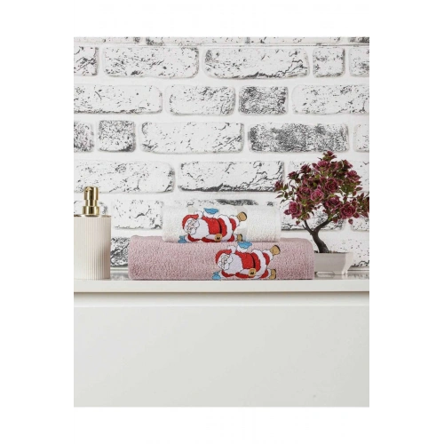 Mira Home Bathroom Towel Set Santa Claus Embroidered
