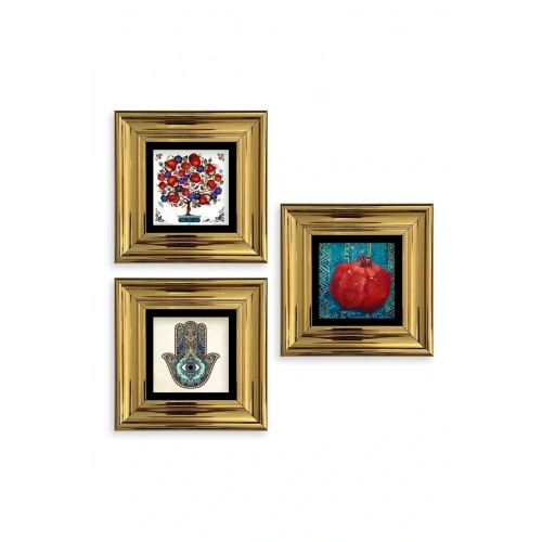 Mistik 3 lü Set Çerçeveli Taş Tablo 20 cm