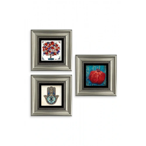 Mistik 3 lü Set Çerçeveli Taş Tablo 20 cm