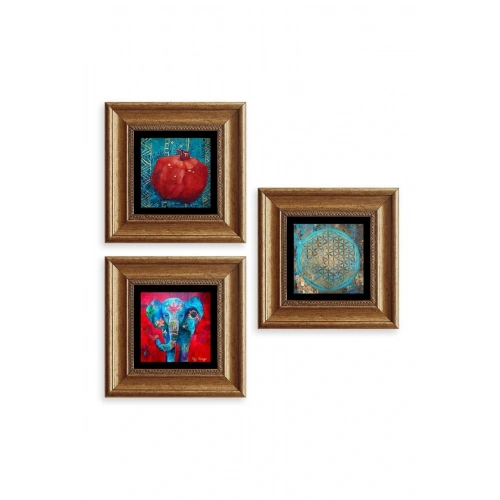 Mistik 3 lü Set Çerçeveli Taş Tablo 20 cm