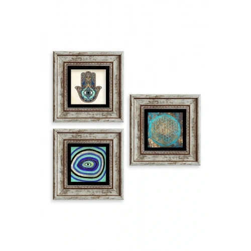 Mistik 3 lü Set Çerçeveli Taş Tablo 20 cm
