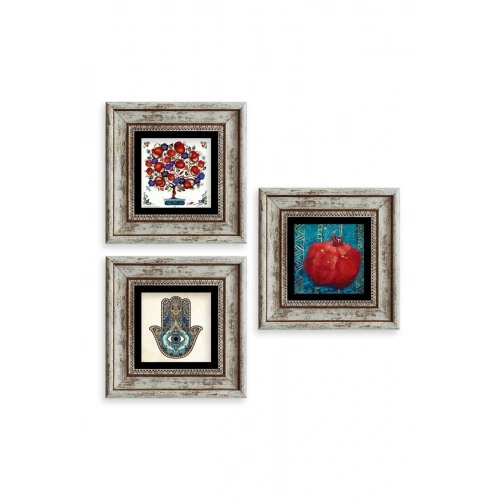 Mistik 3 lü Set Çerçeveli Taş Tablo 20 cm