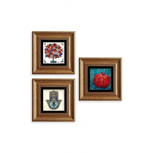 Mistik 3 lü Set Çerçeveli Taş Tablo 20 cm