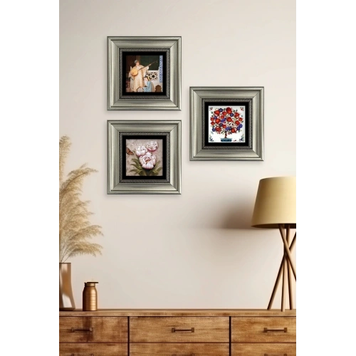 Mistik 3 lü Set Çerçeveli Taş Tablo 20 cm