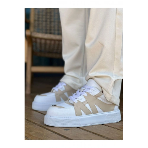 MN2407 - CBT Star-X Mens Sports Shoes WHITE / BEIGE