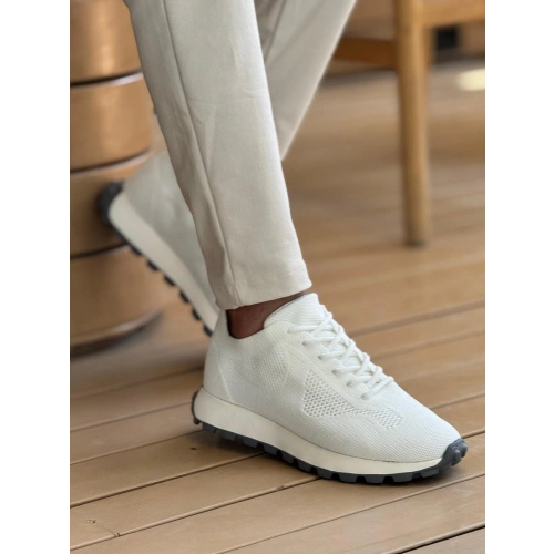 MN2409 - Mens Knit Shoes WHITE