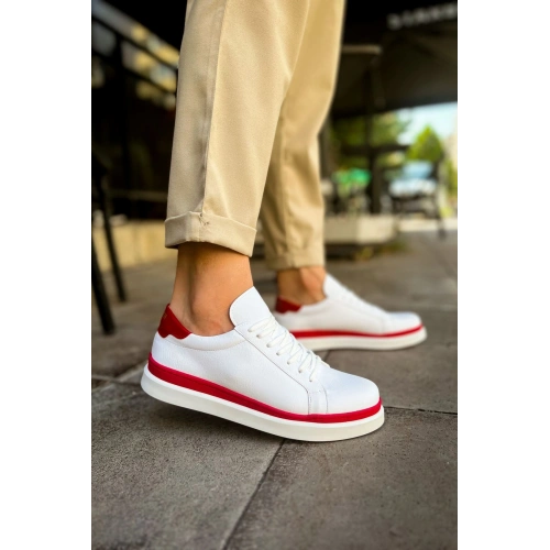 MN979 - Santoni GBT Sport Mens Shoes WHITE/RED