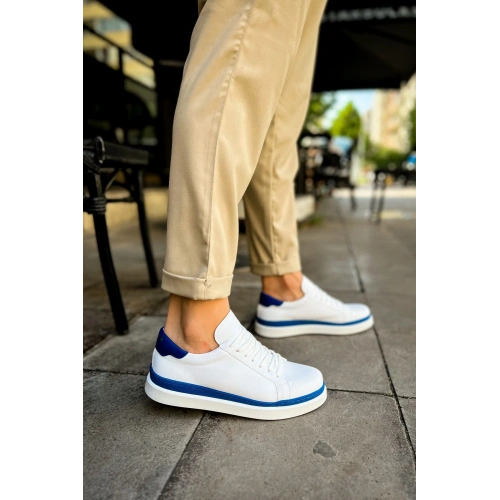 MN979 - Santoni GBT Mens Sport Shoes WHITE/BLUE