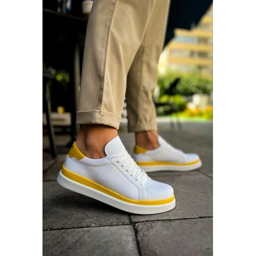 MN979 - Santoni GBT Spor Erkek Ayakkabı BEYAZ/SARI