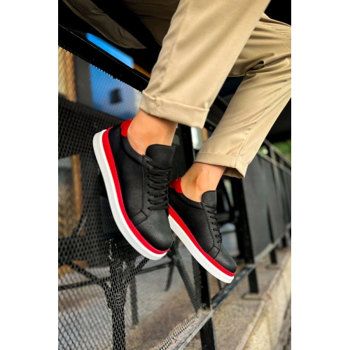 MN979 - Santoni GBT Spor Erkek Ayakkabı SIYAH/KIRMIZI