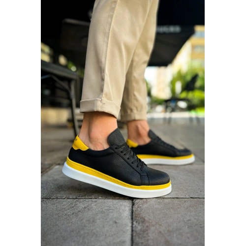 MN979 - Santoni GBT Mens Sports Shoes BLACK/YELLOW