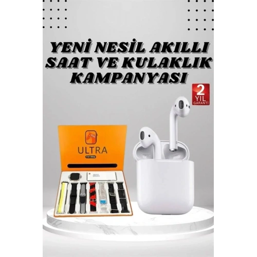 Modern Akıllı Saat 7 Kordon İle 2.nesil Kulaklık Seti