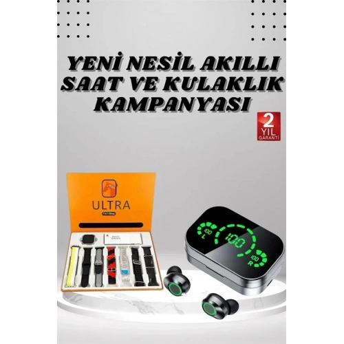 Modern Akıllı Saat 7 Kordonlu Bluetooth Kulaklık Powerbank