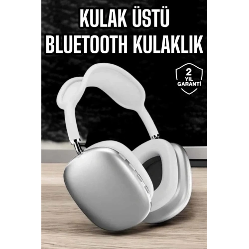 Modern Tasarımlı Mikrofonlu Bluetooth Kulaklık 5.0 Beyaz