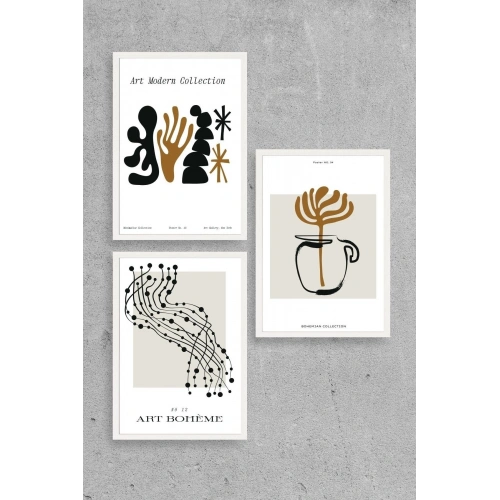 Modern Üçlü Ahşap Çerçeveli Tablo 23 x 30