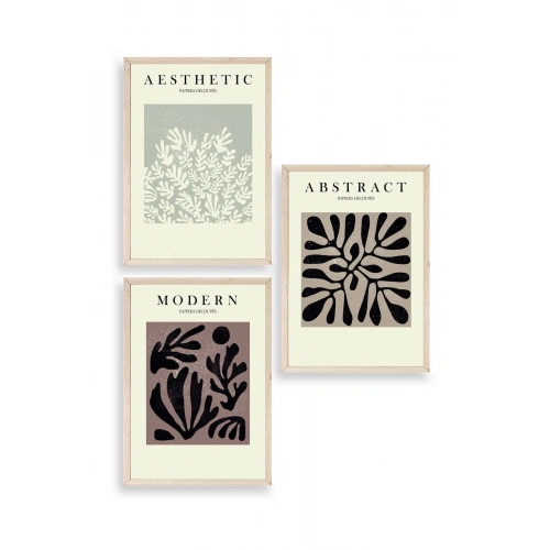 Modern Üçlü Ahşap Çerçeveli Tablo 23 x 30