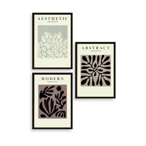 Modern Üçlü Ahşap Çerçeveli Tablo 23 x 30