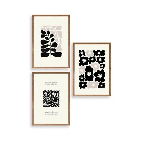 Modern Üçlü Ahşap Çerçeveli Tablo 23 x 30