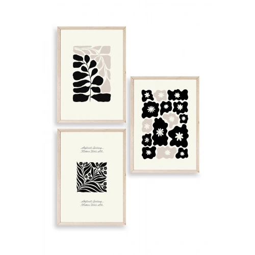 Modern Üçlü Ahşap Çerçeveli Tablo 23 x 30