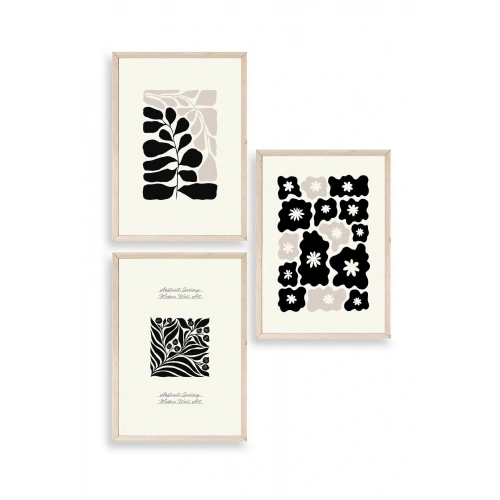 Modern Üçlü Ahşap Çerçeveli Tablo 23 x 30