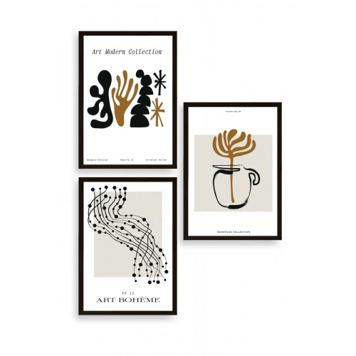 Modern Üçlü Ahşap Çerçeveli Tablo 23 x 30